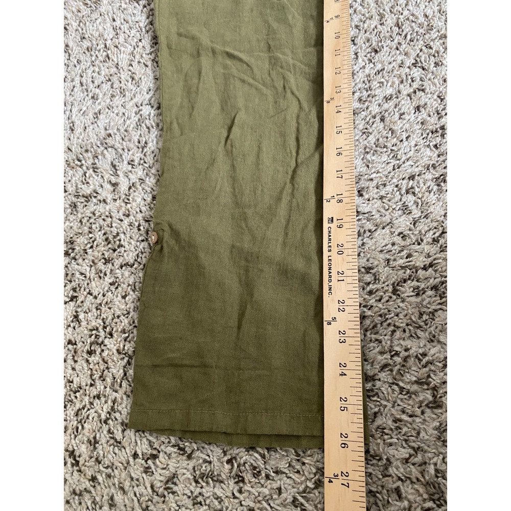 Cloth & Stone Womens Small Olive Green Linen Blend Roll Tab Drawstring Pants - Picture 7 of 10